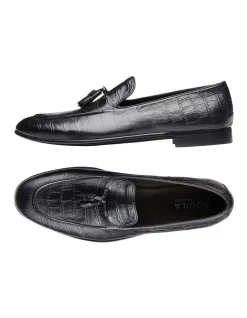 Alternative view of Wholesale ✔️ Aquila Alberto Black Croc Print Leather Loafers 🔥