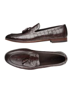 Alternative view of Brand new 🤩 Aquila Alberto Brown Croc Print Leather Loafers 🌟